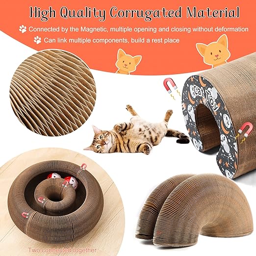 🎁2024 New Year Hot Sale🎁🔥Foldable Magic Cat Scratching Board Toy with a Bell Ball