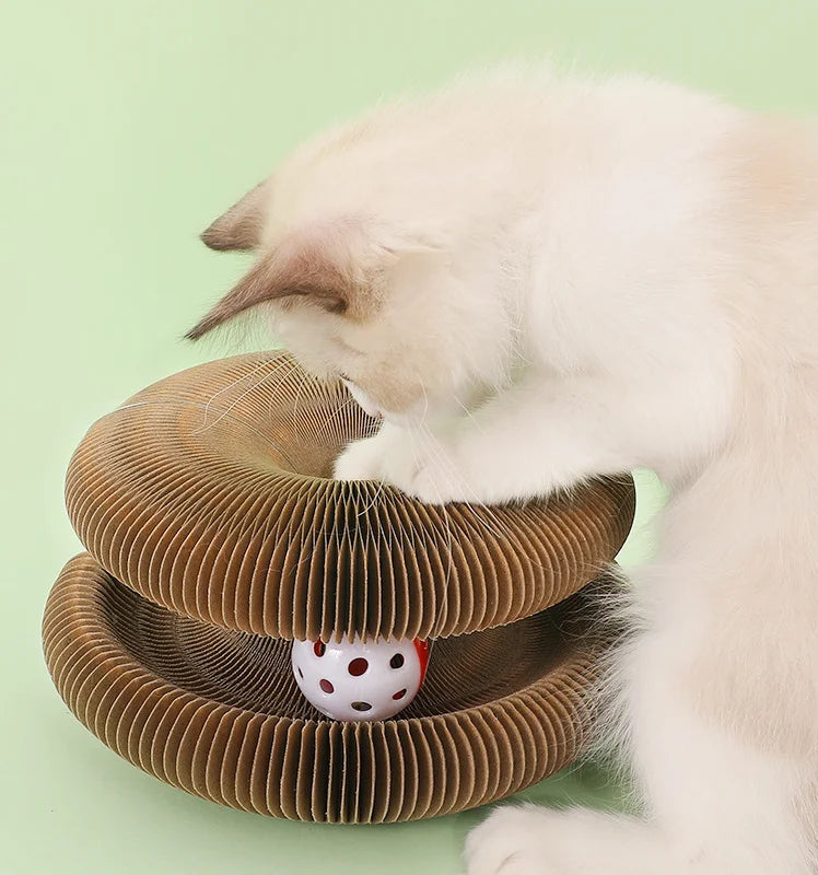 🎁2024 New Year Hot Sale🎁🔥Foldable Magic Cat Scratching Board Toy with a Bell Ball