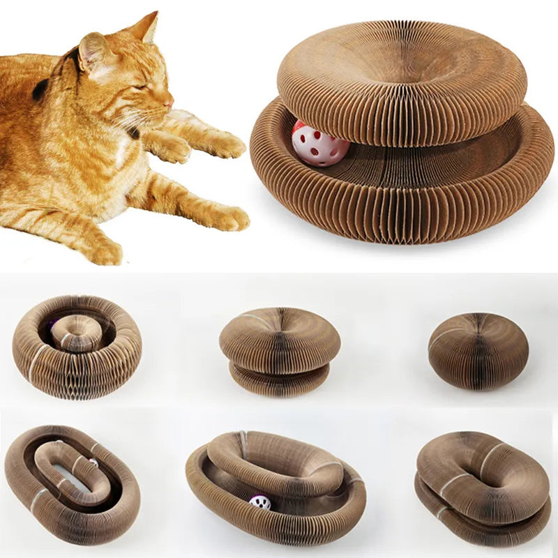 🎁2024 New Year Hot Sale🎁🔥Foldable Magic Cat Scratching Board Toy with a Bell Ball